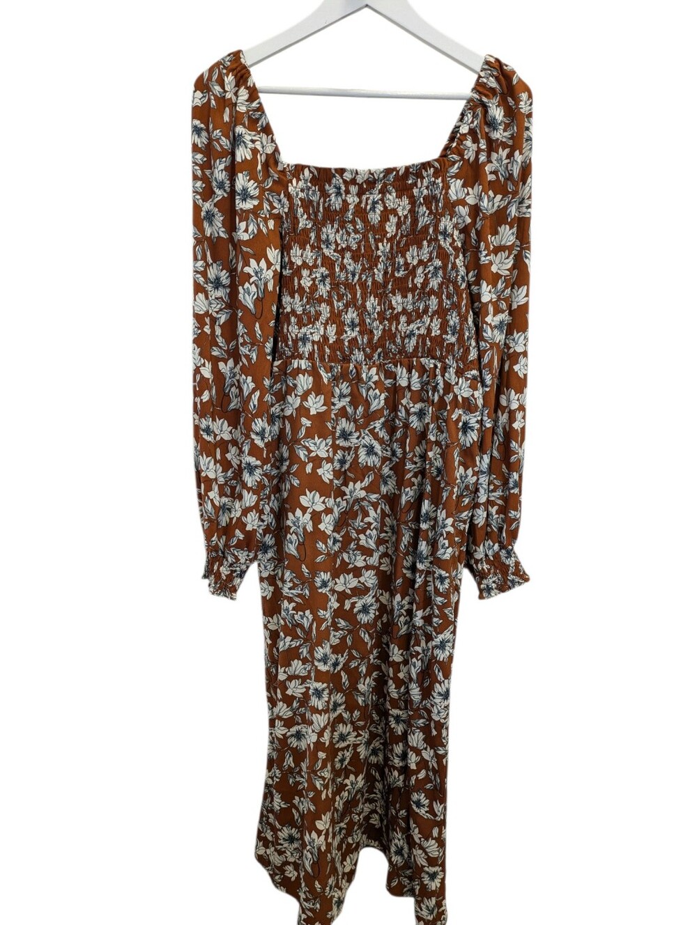 La Ligne x Target Floral Smocked Midi Dress Large Rust Orange Side Slit Cottagec